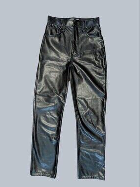Abercrombie & Fitch The 90s Straight Ultra High Rise Black Faux Leather Pants